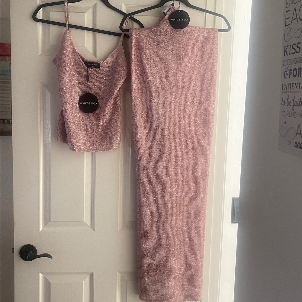 Pink Glittery Women's Top and matching skirt